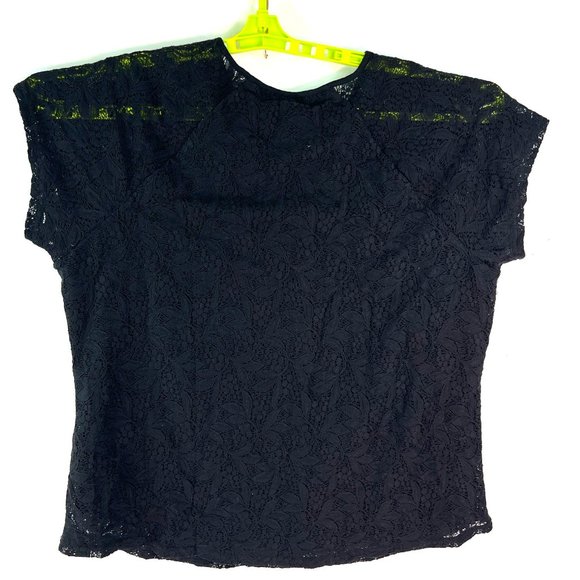 Chaps Womens Open Lace Weave Black Sleeveless Blouse Size 1X - Picture 5 of 9